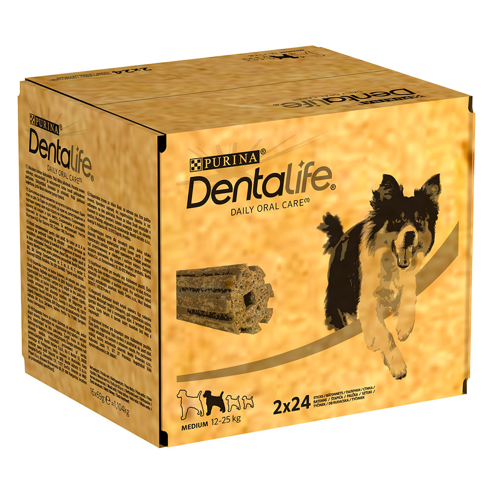 PURINA Dentalife Tägliche Zahnpflege-Snacks für mittelgroße Hunde - 48 Sticks (16 x 69 g) von Dentalife