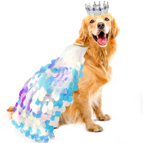 Hunde-Prinzessinnenkleid, Umhang mit Strass-Krone, Halloween-Kostüm für Geburtstagsparty, Größe L von Denwwico