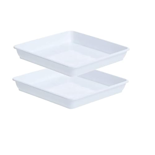 Denxahao 2 Stück Quadrat Pflanze Untersetzer Blumentöpfe Tablett Abtropfschale aus Kunststoff Untertassen für töpfe Pflanzen Untersetzer für drinnen und draußen, Gartenpflanzen, Blumen (22x 22 cm) von Denxahao