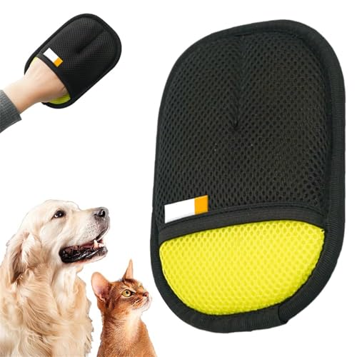 Denxahao Neue Fellhandschuhe Katzenhandschuh Fingerlos Katze Katzenbürste,Hundehaare Entfernen Katzen Handschuhe Katzenhaarentferner Fellpflege Für Glattes und Gesundes Fell (Gelb) von Denxahao