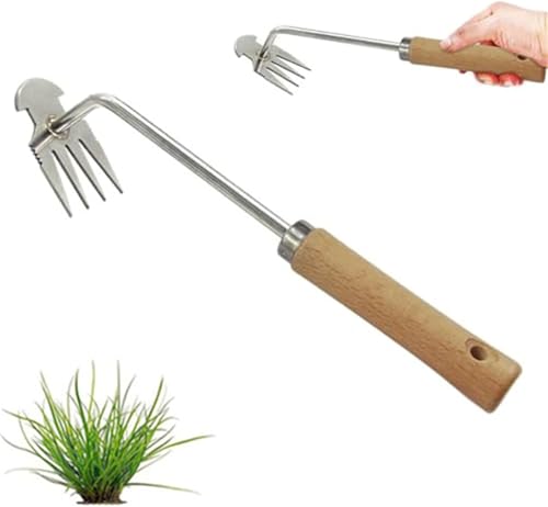 Denxahao Unkrautjäter Unkrautstecher mit Stiel Unkraut Entferner Gerät Handjätgerät Edelstahlmaterial Unkraut Entferner Gartenhelfer Fugenkratzer Unkraut Entwurzelung Jäten Werkzeug (A) von Denxahao