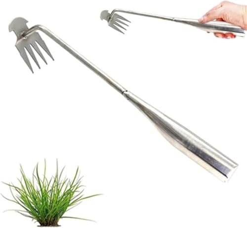 Denxahao Unkrautjäter Unkrautstecher mit Stiel Unkraut Entferner Gerät Handjätgerät Edelstahlmaterial Unkraut Entferner Gartenhelfer Fugenkratzer Unkraut Entwurzelung Jäten Werkzeug (D) von Denxahao