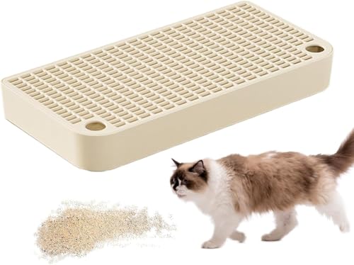 Katzentoilette Step Katzenstreu Matte aus Robustem Kunststoff Anti-Rutsch & Wasserdicht Leicht zu Reinigen Wasserdichtes Kätzchen -Toilettenhocker für Katzenklo & Katzentoilette (Khaki) von Denxahao