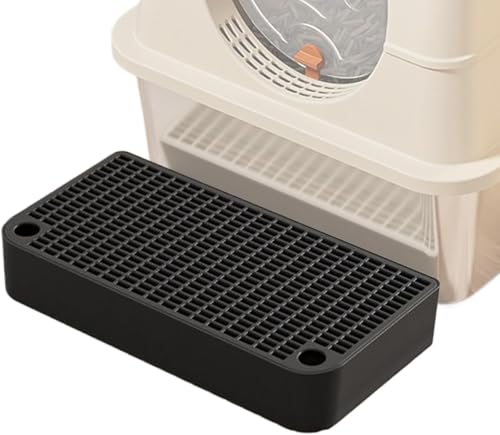 Katzentoilette Step Katzenstreu Matte aus Robustem Kunststoff Anti-Rutsch & Wasserdicht Leicht zu Reinigen Wasserdichtes Kätzchen -Toilettenhocker für Katzenklo & Katzentoilette (Schwarz) von Denxahao