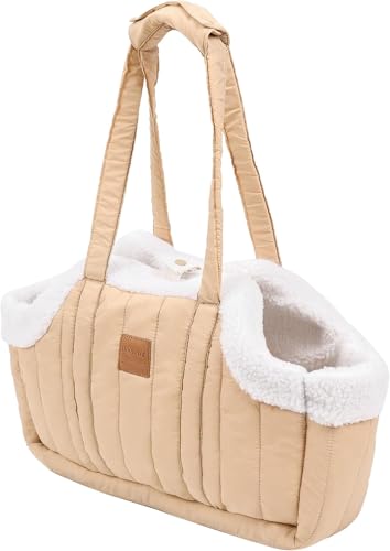 Tragetasche Haustierspaziergänge Katzentasche Mit Großem Fassungsvermögen für Sightseeing, Outdoor-Reisen, Designs, Handtasche, Haustier-Hundetragetaschen (Beige) von Denxahao