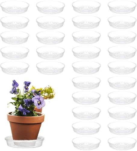 Untersetzer Blumentopf Kunststoff Transparenter Verdickter Runder Blumentopf Tablett Auffangschale Blumentablett Pflanztöpfe Für Drinnen Draußen Garden Töpfe (30 Stück-20cm) von Denxahao