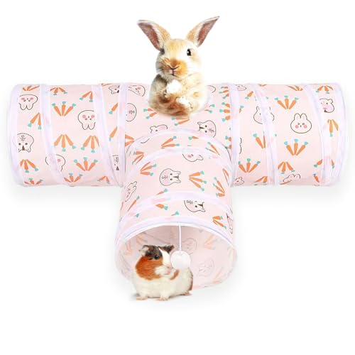 3-Wege-waschbares Versteckspielzeug, kleine Haustier-Tunnel und Röhren für Babys, Kaninchen, Frettchen, Hamster, Chinchilla, Igel, zum Verstecken und Ausruhen (weiß) von Deofun