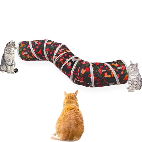 Deofun Katzentunnel-Schlauchspielzeug, Tunnel für Indoor-Katzen, zusammenklappbar, interaktives Spielzeug mit Bällen für Kaninchen, Kätzchen, Frettchen, Welpen (S, 2-Wege-Pilz) von Deofun