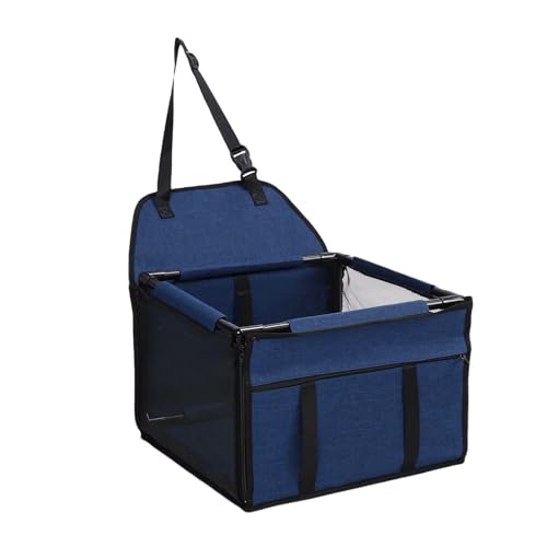 Depisuta Hunde-Autositz, wasserdichter Oxford-Stoff, Faltbarer, tragbarer Haustier-Autositz, großes Autobett, Welpen-Transportbox, sicher und stabil für unterwegs, 39 x 39 x 27 cm (Dunkelblau) von Depisuta
