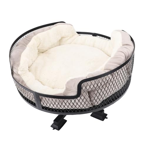 Depisuta Katzenschreibtischbett, Edelstahl Metall Erhöhtes Schreibtisch Haustierbett mit Bequemer Matte 360 ​​° Rotierend & Höhe Einstellbarer Katzenbett -Schreibtisch Mount Innendesktop von Depisuta