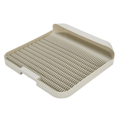 Depisuta Katzentoilettenrampe, 14.69x14.57in Kätzchen Tretschemel, leicht zu reinigen, doppelte Schicht Streufalle mit Filterfunktion für kleine & ältere Katzen (Grau-weiß) von Depisuta