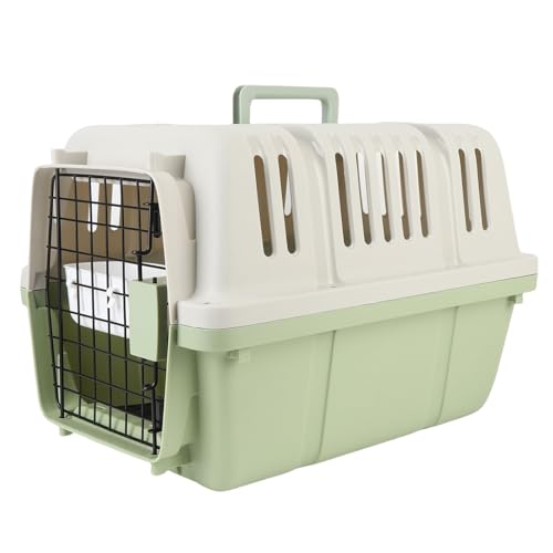 Depisuta Kunststoff-Hundekiste, Airline-zugelassener Hartschalen-Hundezwinger mit Tragegriff für Zuhause und auf Reisen, Großer tragbarer atmungsaktiver Transportbehälter für Haustiere (Green) von Depisuta