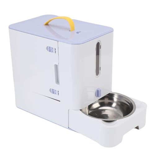 Depisuta Pet Food -Lagerbehälter, Große Kapazität Transparent Fensterkatze Feeder Station mit Edelstahl Food Bowl Kleiner Luftdichtes Hundefutterspender für Innenhäuser (hellblau) von Depisuta