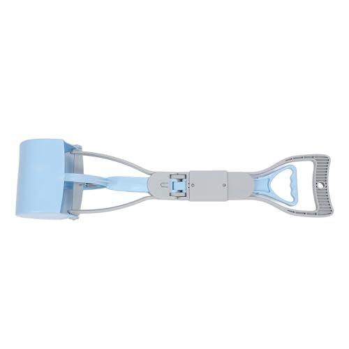 Depisuta Pooper Scooper für Hunde, Faltbares Langes, Langes Öffnen Verdickter Material mit Gezackter Kante für Einfache Graskiesaufhole (Blue) von Depisuta