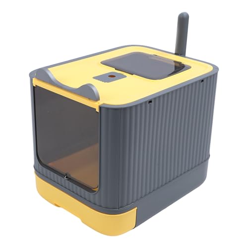 Geschlossene Katzentoilette, Anti-Auslauf-Geruchskontrolle Katzenklo mit Schaufel, Schublade Stil große Kapazität Kunststoff abgedeckt Kitty Litter Box für Zuhause (Yellow) von Depisuta