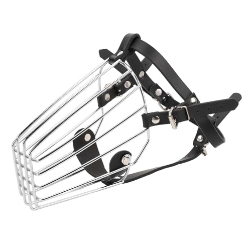Hundemaulkorb, Atmungsaktiver Korbmaulkorb aus Edelstahl mit Verstellbarem Lederband, Gegen Beißen, Bellen und Kauen, für Mittelgroße und Große Hunde, Humanes Design Hundemaulkorb, Atmungsaktiver Korbmaulkorb aus Edelstahl mit Verstellbarem Lederband, Gegen Beißen, Bellen und Kauen, für Mittelgroße und Große Hunde, Humanes Design von Depisuta