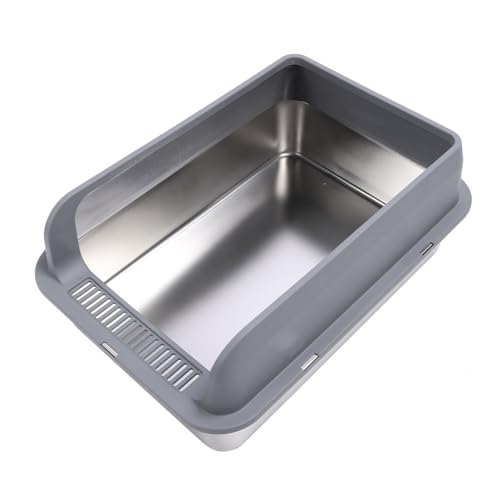 Katzenstreu Kasten Aus Edelstahl, Halb Geschlossen Hochseitig Große Kitty Wurf Box Anti-Urin-Leckage Einfache Reinigung Nicht Klebrig Bedeckte Wurf Box Mit Deckel Und (Extra Katzenstreu Kasten Aus Edelstahl, Halb Geschlossen Hochseitig Große Kitty Wurf Box Anti-Urin-Leckage Einfache Reinigung Nicht Klebrig Bedeckte Wurf Box Mit Deckel Und (Extra von Depisuta