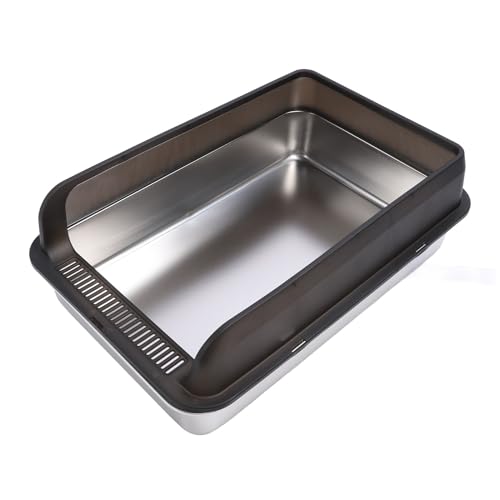 Katzenstreu Kasten Aus Edelstahl, Halb Geschlossen Hochseitig Große Kitty Wurf Box Anti-Urin-Leckage Einfache Reinigung Nicht Klebrig Bedeckte Wurf Box Mit Deckel Und (Extra Katzenstreu Kasten Aus Edelstahl, Halb Geschlossen Hochseitig Große Kitty Wurf Box Anti-Urin-Leckage Einfache Reinigung Nicht Klebrig Bedeckte Wurf Box Mit Deckel Und (Extra von Depisuta
