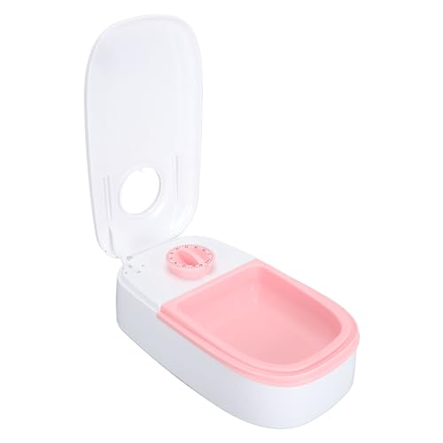 Zeitgesteuerter Futterautomat für Haustiere, Automatische Katzenfutterstation mit Rotierender Schnalle, Nassfutter-/Trockenfutterspender mit Platz für Eisbeutel (PINK) von Depisuta