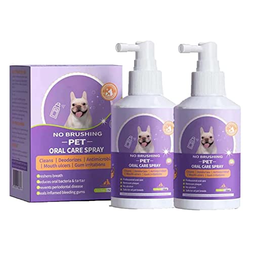Depploo Pet Teeth Cleaning Spray, Pet Breath Freshener Oral Spray,Dental Care Bad Breath Treatment for Dogs & Cats Mouthwash Best for Pet Teeth Cleaner. (2PC) von Depploo