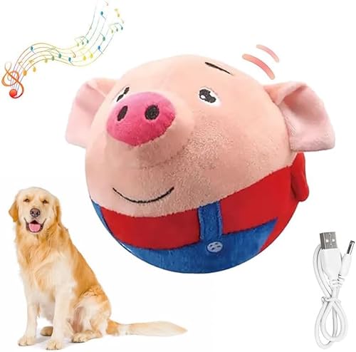 Pre Christmas Active Moving Pet Plush Toy, Interactive Dog Toy, Talking Moving Dog Toy, Washable Cartoon Pig Plush Sound Electronic Dog Toy, Shake Bounce Boredom Toy for Dogs, Cats (Red Pig) von Depploo