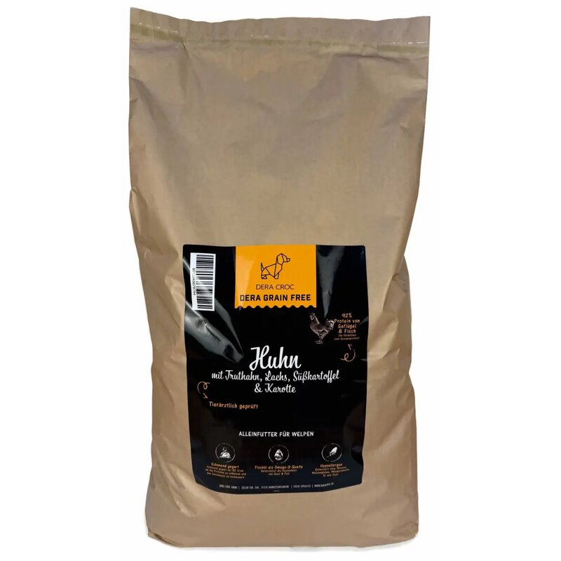 Dera Croc Premium Huhn mit Truthahn, Lachs, Süßkartoffel... (6,33 € pro 1 kg) von Dera Croc