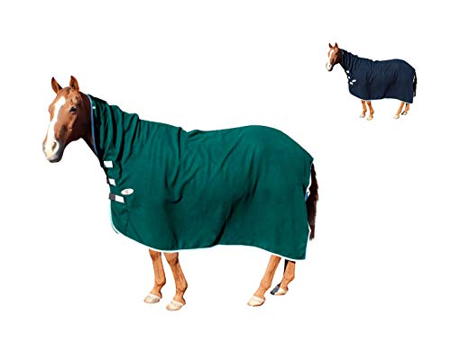 Derby Originals Fleece-Kühldecke für Pferde, Ganzjahresdecke und Decken-Einsatz mit Halsabdeckung, Jägergrün, Größe L von Derby Originals