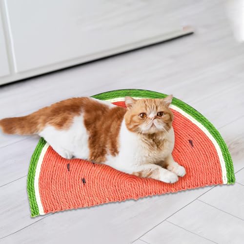 Katzenkratzmatte, Sisal-Katzenkratzmatte, Katzenkratzbaumteppich, Katzenkratzbrett, Kratzmatte Zum Krallenschleifen, Schutz von Couch und Teppichen(1PCS-rot grün) von Derefine