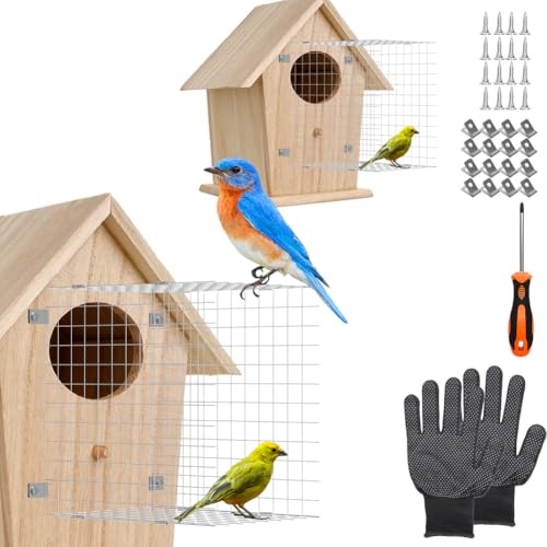 Bluebird House Raubfischschutz – 2 Stück Vogelhaus-Drahteingangsschutz – Metallgeflecht, Vogelhaus-Lochschutz, Schlangenschutz für östliche Bluebird und ihre Küken (quadratisch) von Derkerry