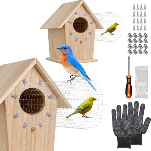 Bluebird House Raubfischschutz – 2 Stück Vogelhaus-Drahteingangsschutz – Metallgeflecht, Vogelhaus-Lochschutz, Schlangenschutz für östliche Bluebird und ihre Küken (rund) von Derkerry