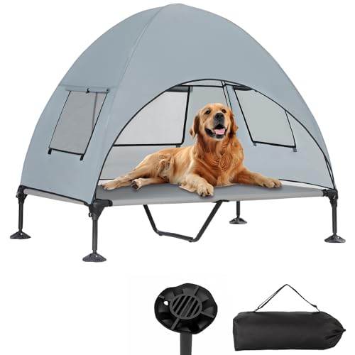 Erhöhtes Outdoor-Hundebett mit Baldachin, kühlendes erhöhtes Hundebett mit abnehmbarem Schatten, tragbares Haustierbett mit 360° verstellbaren & rutschfesten Füßen, Hundezeltbett für große Hunde Erhöhtes Outdoor-Hundebett mit Baldachin, kühlendes erhöhtes Hundebett mit abnehmbarem Schatten, tragbares Haustierbett mit 360° verstellbaren & rutschfesten Füßen, Hundezeltbett für große Hunde von Derkriy