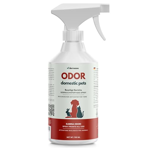 Dermazoo Enzymreiniger Katzenurin & Enzymreiniger Hundeurin, 750ml Geruchsneutralisierer & Geruchsentferner Spray für Sofa, Matratzenreiniger, Teppich & Textilien, Haustier Welpen Hygiene von Dermazoo