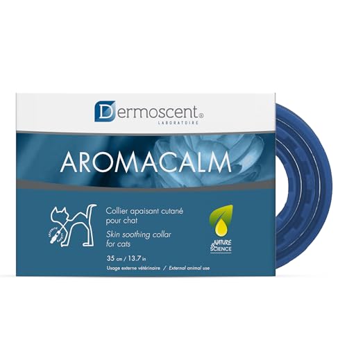 ZOOTECH Dermoscent Aromacalm Katzenhalsband, 35 cm, Blue, Tierdruck, Baumwolle, Double-Action Essential Oil Synergy für Hautpflege und Stressabbau bei Katzen von Dermoscent