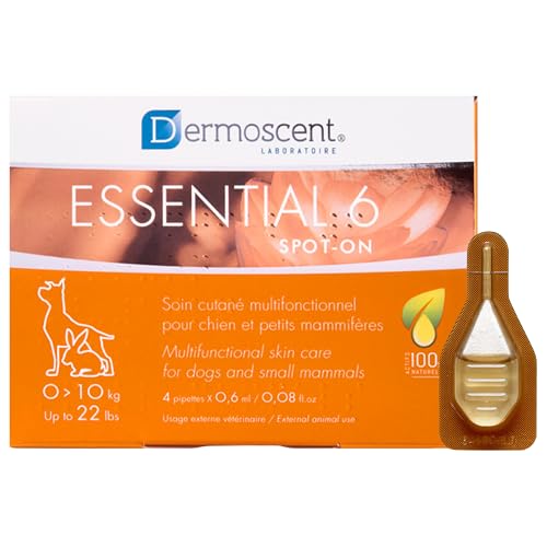 Dermoscent Essential 6 Spot-On | 4 x 0,6 ml | Für kleine Hunde, Katzen und Kleintiere | Kann zur Linderung von Juckreiz beitragen | Mit Vitamin E | Mühelose Anwendung von Dermoscent