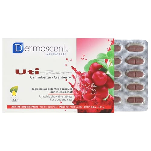 Dermoscent UTI-Zen | 30 Kautabletten | Ergänzungsfuttermittel für Hunde und Katzen | Mit Kranbeeren-Pulver | Kann zur Unterstützung der Funktion des Harntrakts beitragen von Dermoscent