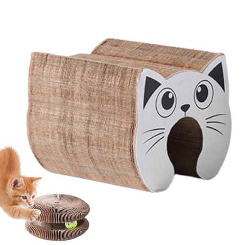 Derwrtup Cat Scratch Board, Cat Scratch Pad,Organ faltbare Kätzchen Magnetic Croboker Board mit Bell | Interaktives mentales und körperliches Training Spielzeug, recycelbares Katzenkratzer zum Spielen von Derwrtup
