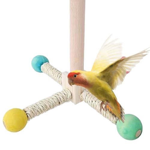 Derwrtup Vogelstange, Vogelkäfig Barsch, Vogelkäfig Barsch Stand, Nahrungssuche rotierende interaktive Holzkauen für Conure Canary Lovebird Pet Pigeon Shotet Cockatiel von Derwrtup