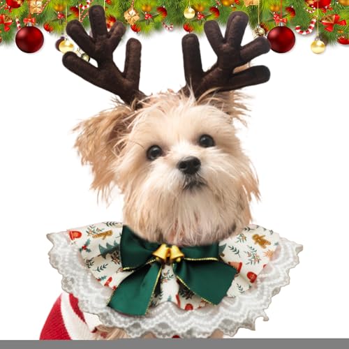 Derwrtup Weihnachts-Hundehalstücher,Hundehalstücher Weihnachten - Weiche weihnachtliche Hundehalstücher, verstellbare Hundelätzchen - Niedliches Haustierzubehör aus Spitze, wendbar, atmungsaktiv, von Derwrtup