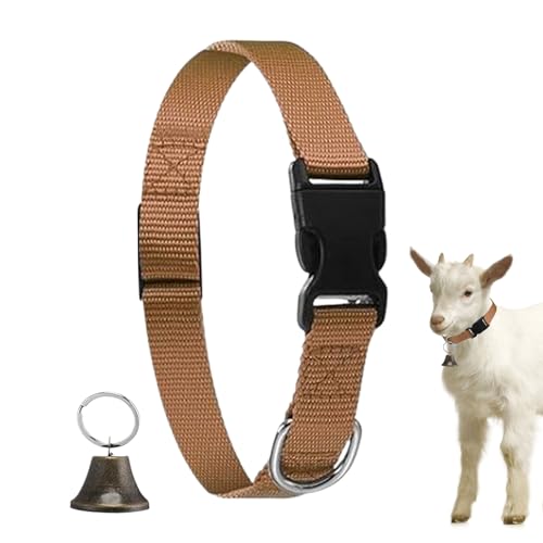 Derwrtup Ziegenhalsband Mit Glocke - Verstellbare Nylon Halsbänder Für Und Schafe,Schnellverschluss Verlustschutz Mit Klingel Für Kleine Nutztiere von Derwrtup