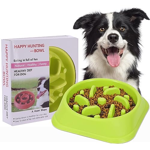 LOW&EE® Hundenapf - Fressnapf rutschfest Hund - Slow Feeder Dog Bowl - langsames Fressen für Hundenapf - futterautomat Katze nassfutter 20 x 4,6 cm (grün) von LOW&EE