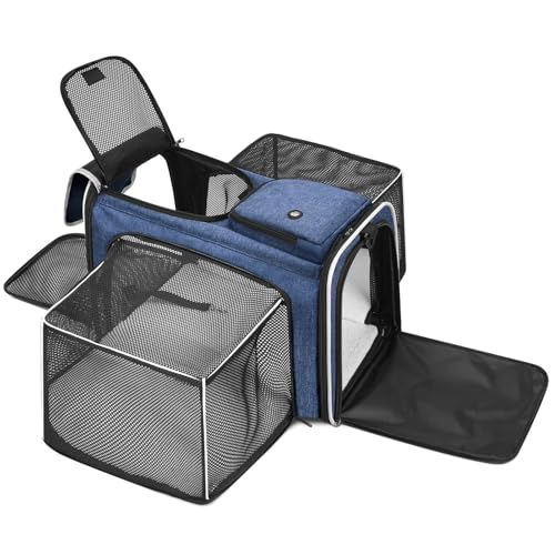 TSA-zugelassene erweiterbare weiche Haustier-Tragetasche für Katzen und Hunde, Fluggesellschaftsreise, leicht und atmungsaktiv, 49,2 x 30,8 x 32,8 cm, Blau TSA-zugelassene erweiterbare weiche Haustier-Tragetasche für Katzen und Hunde, Fluggesellschaftsreise, leicht und atmungsaktiv, 49,2 x 30,8 x 32,8 cm, Blau von Desfir