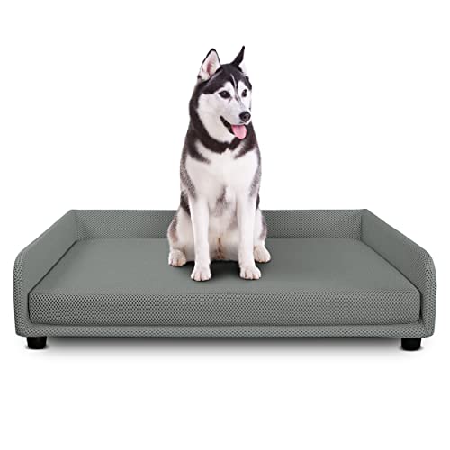 DESHOME - Hundebett groß abnehmbares Hundebett aus wasserabweisendem Stoff, strapazierfähig, antibakteriell, Hundebett, 120 x 95 x 28 cm, grau DESHOME - Hundebett groß abnehmbares Hundebett aus wasserabweisendem Stoff, strapazierfähig, antibakteriell, Hundebett, 120 x 95 x 28 cm, grau von Deshome