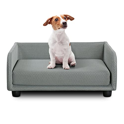 DESHOME - Hundebett klein abnehmbares Hundebett aus wasserabweisendem Stoff, strapazierfähig, antibakteriell, Hundebett, 70 x 50 x 28 cm, grau von Deshome