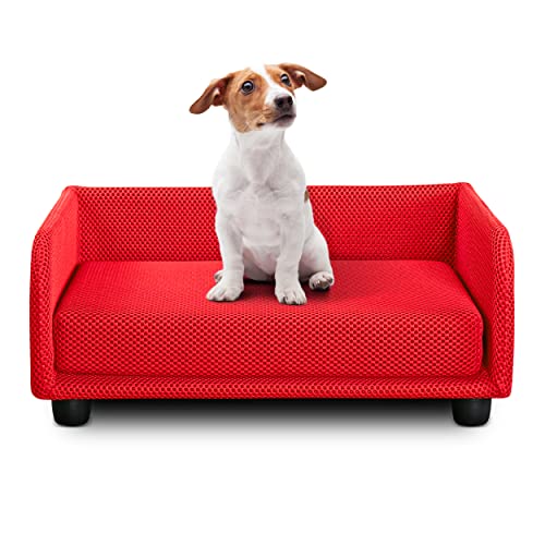 DESHOME - Hundebett klein abnehmbares Hundebett aus wasserabweisendem Stoff, strapazierfähig, antibakteriell, Hundebett, 70 x 50 x 28 cm, rot DESHOME - Hundebett klein abnehmbares Hundebett aus wasserabweisendem Stoff, strapazierfähig, antibakteriell, Hundebett, 70 x 50 x 28 cm, rot von Deshome