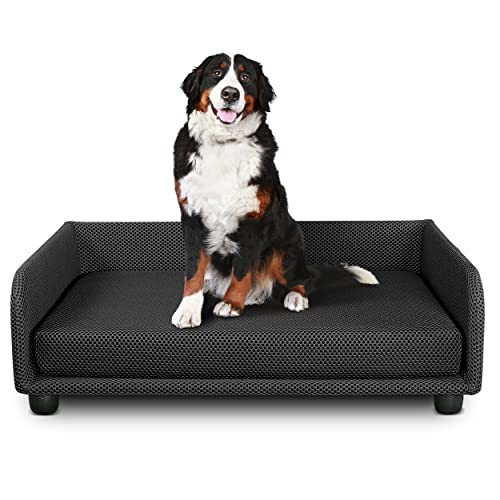 DESHOME - Hundebett mittelgroß, abnehmbar, aus wasserabweisendem Stoff, strapazierfähig, antibakteriell, Hundebett, 90 x 70 x 28 cm, schwarz DESHOME - Hundebett mittelgroß, abnehmbar, aus wasserabweisendem Stoff, strapazierfähig, antibakteriell, Hundebett, 90 x 70 x 28 cm, schwarz von Deshome