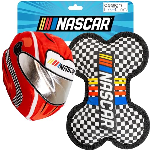 design LAB, Inc. NASCAR Hundespielzeug-Set mit ballistischem Rennwagen-Helm und Logo-Knochen, interaktives Kauspielzeug für Hunde mit verstecktem Spikeball, NASCAR Haustierspielzeug zum Kauen, Werfen design LAB, Inc. NASCAR Hundespielzeug-Set mit ballistischem Rennwagen-Helm und Logo-Knochen, interaktives Kauspielzeug für Hunde mit verstecktem Spikeball, NASCAR Haustierspielzeug zum Kauen, Werfen von Design LAB Inc.
