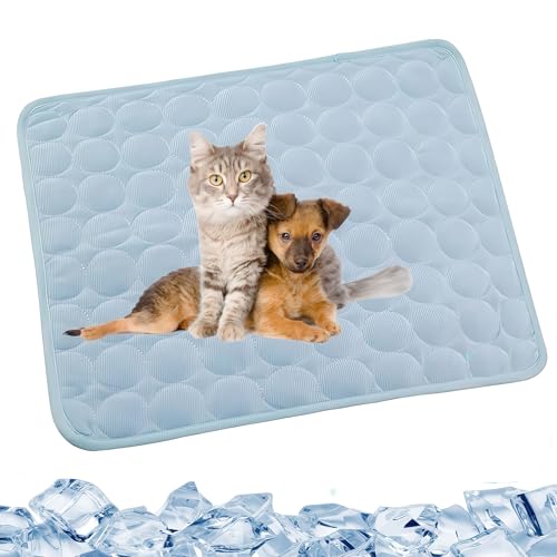 DesignHeim hundematten Kühlmatte Hunde Katzen Matte Selbstkühlende Waschbar rutschfest Atmungsaktiv Waschbares Hundekissen für Sommer (Hellblau, M) von DesignHeim