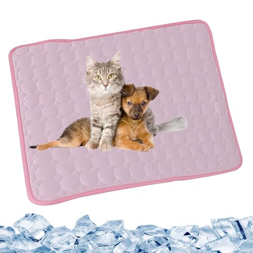 DesignHeim hundematten Kühlmatte Hunde Katzen Matte Selbstkühlende Waschbar rutschfest Atmungsaktiv Waschbares Hundekissen für Sommer (Rosa, M) von DesignHeim