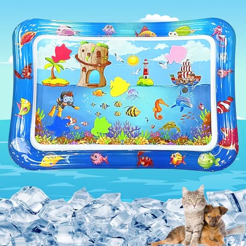 DesignHeim hundematten Kühlmatte Hunde Katzen Matte Wasser Sensor Spielmatte Auslaufsichere Wasserspielmatte Interaktives Katzenspielzeug für drinnen und draußen Schlafkomfort (Taucher) von DesignHeim