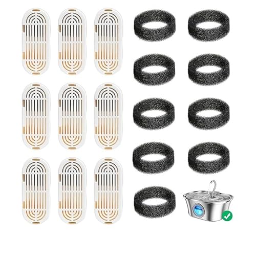 Desikixudy Ersatzteile Filter Schwämme Filter für 108 Unzen/3,2 Liter 4L Edelstahl-Katzen-Trinkbrunnen Leiser Wasserhahn 6Pcs von Desikixudy